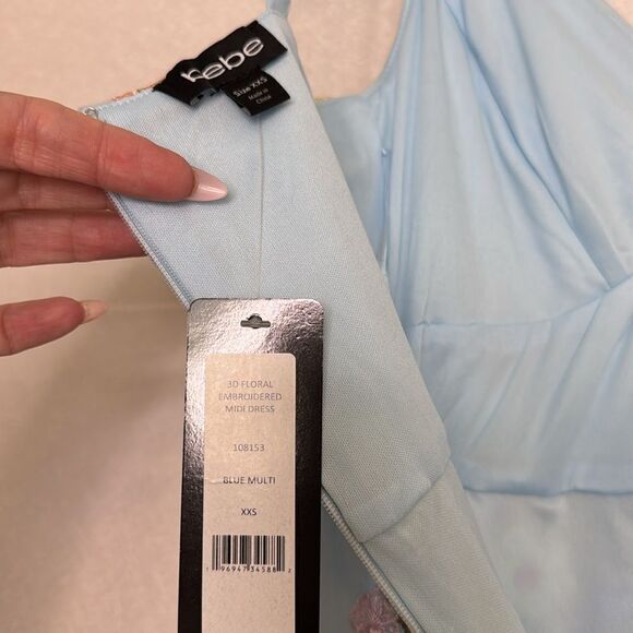 Bebe Floral Embriodered Midi Dress. XXS - Picture 5 of 6